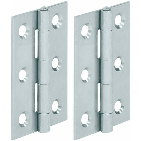 2x Charnière universelle en acier zingué avec goupille seule en laiton Meuble Placard Armoire Cuisine Pliante Raccord Bois, 63 x 42mm (1/2)
