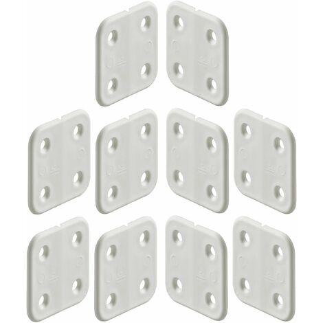 Cyclingcolors – Lot de 10 charnières sans articulation 40 x 40mm – Plastique blanc – 4 trous pour meuble – Forme de lame arrondie