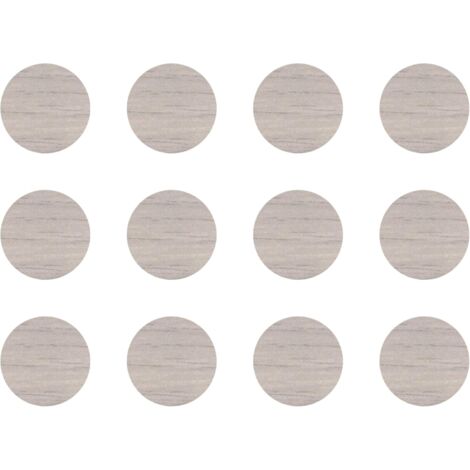 12x Cache vis adhésif autocollant diamètre 40mm protection bouchon trou obturateur meuble table chaise maison, Chêne blanc