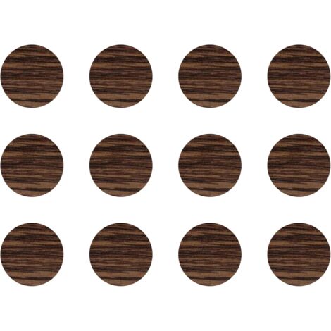 12x Cache vis adhésif autocollant diamètre 40mm protection bouchon trou obturateur meuble table chaise maison, Chêne brun