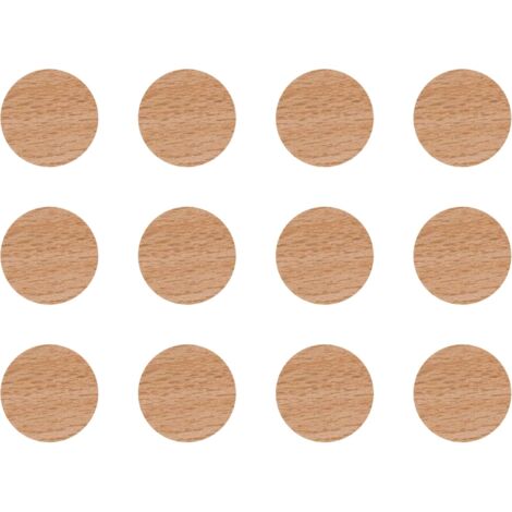 12x Cache vis adhésif autocollant diamètre 40mm protection bouchon trou obturateur meuble table chaise maison, Hêtre