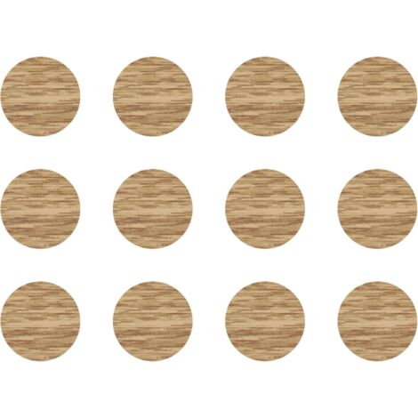 12x Cache vis adhésif autocollant diamètre 40mm protection bouchon trou obturateur meuble table chaise maison, Chêne américain