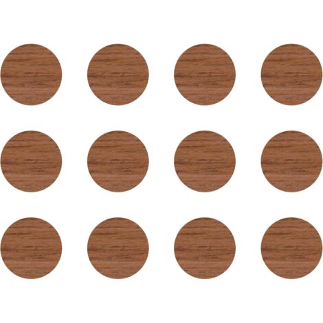 12x Cache vis adhésif autocollant diamètre 40mm protection bouchon trou obturateur meuble table chaise maison, Chêne cognac (1/4)