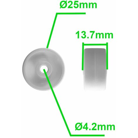 Roulette fixe pour mobilier – Wagner: largeur roulette 14 mm, lot de 10