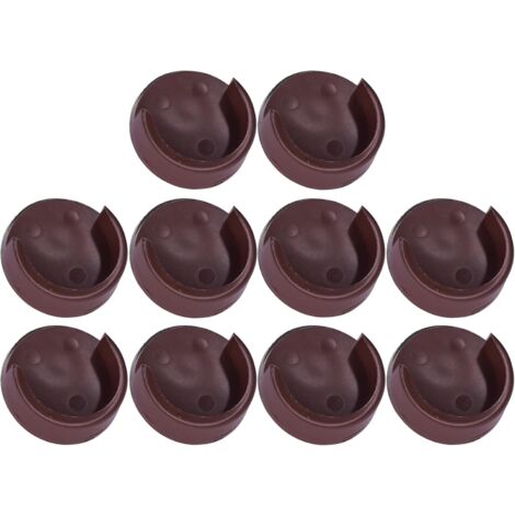 10x Support de tringle rond Ø 25mm en plastique Tube Barre Penderie Dressing Armoire Placard Montage Mural, marron foncé