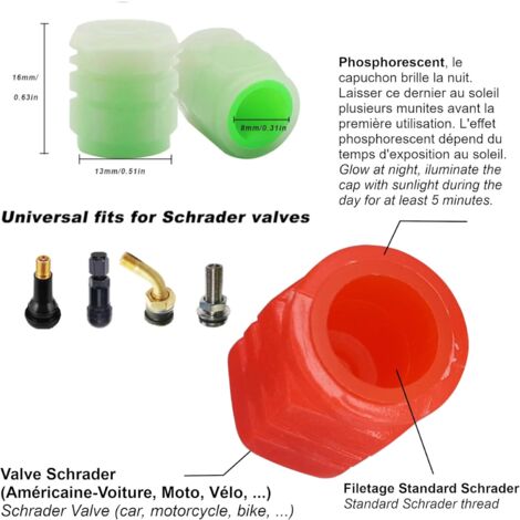 Lot De 8 Bouchons De Valve De Pneu, Cache-poussière En Plastique Avec Bague D - Foto 3