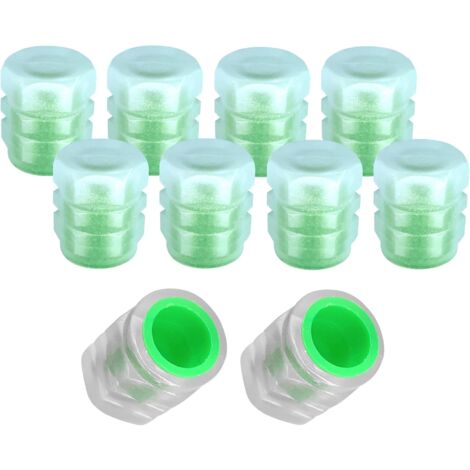 10x Bouchon de valve capuchon phosphorescent lumineux Nuit schrader pneu vélo moto auto voiture quad trottinette, vert fluo
