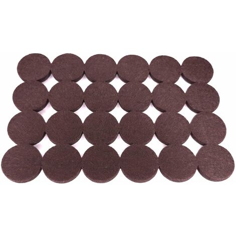 48x Patin Feutre Autocollant Auto-Adhésifs Rond 25mm Glisseur 5mm Anti Rayure Anti dérapant Pied Meuble Table Chaise Parquet Protection, marron foncé