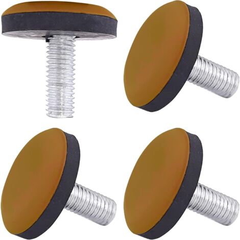 Cyclingcolors – Lot de 4 pieds réglables en Téflon PTFE M6 – Longueur 23mm, diamètre 20mm – Pour surfaces délicates – Vérins vis de réglage marron