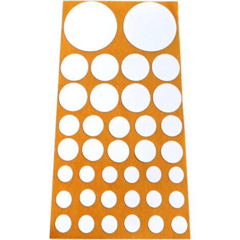 76x Cache vis adhésif autocollant diamètre 10mm 14mm 20mm 40mm protection bouchon trou obturateur meuble table chaise maison, Blanc (1/4)