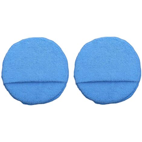 2x éponge microfibre à polir anti rayure moto voiture carrosserie intérieur extérieur tampon applicateur manuel nettoyant bleu ronde, 120mm (1/4)