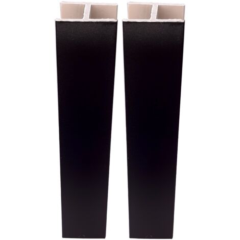 2x Jonction de plinthe droite en PVC Connecteur Socle Cuisine Raccord Profil, hauteur 100mm finition noir mat