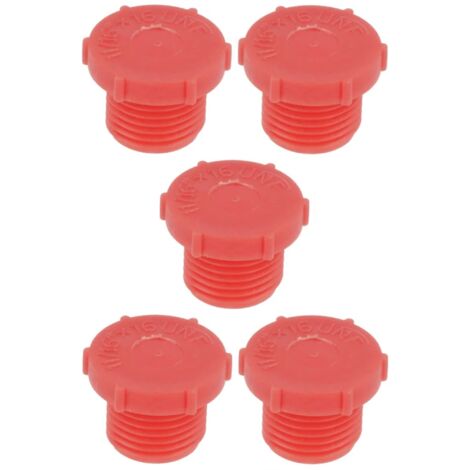5x Bouchon anti-poussière filetage mâle type UNF en plastique rouge Embout Raccord Capuchon Protection Tuyau Hydraulique Tube, diamètre filetage 11/16'' (1/2)