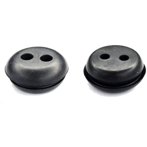 2x Passe cloison universel pour durite passage Ø5mm en caoutchouc noir Gaine Câble Tuyau Flexible Tondeuse Tracteur Débroussailleuse Bouchon Carburant, Ø18mm 2 trous