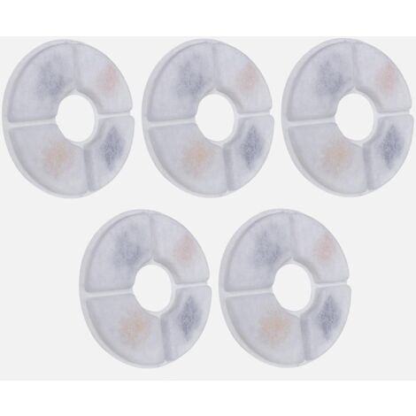 5X Filtre Fontaine Eau Chat Rond Résine Charbon Actif 4 Couches Filtration Mousse Chien Animal Universel, 127mm (1/5)