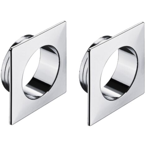 2x Rosace de bouton poussoir carrée en plastique pour épaisseur de porte 19mm Verrou Fermeture Caravane Sécurité Push-lock, chromé poli (1/3)