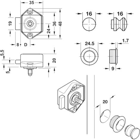 Perfk 2 Pièces Verrou Bouton Poussoir Pour Camping-Car, Camping Car, Placard, Armoires Et Portes