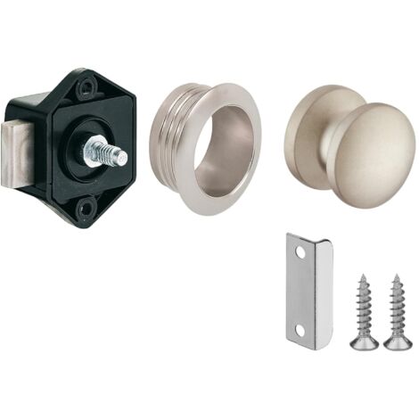 Serrure verrou avec bouton poussoir Push-lock mini axe 15mm idéal bateaux caravanes camping car van, noir (1/5)
