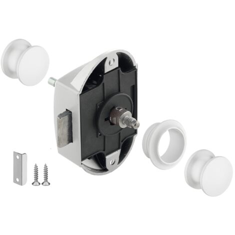 Cyclingcolors – Serrure Push-lock grand modèle 25mm – Utilisable des deux côtés – Installation facile sur camping-car, bateau, caravane – Blanc