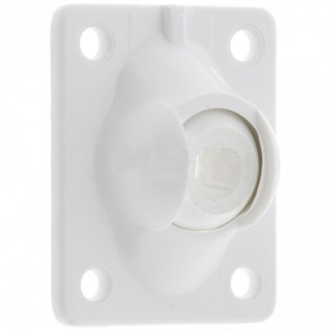 Cyclingcolors – Guide à rotule pour volet roulant – Platine 51x41mm – Pivotement 45° – Polyamide blanc – Sortie 6 pans 7mm et carré 6mm