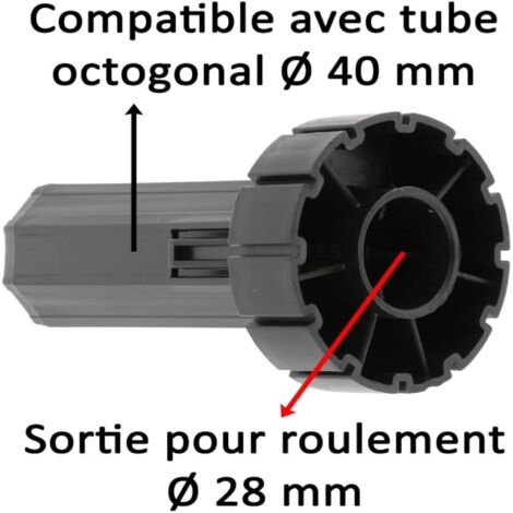 Embout De Tube Pour Volet Roulant - Sortie Carré 10 Mm Femelle Et Crabot 27 Mm Mâle - Pour Tube Octogonal 40 Mm