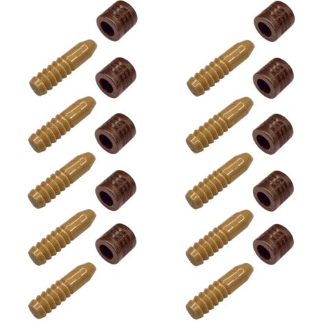 10x Goupille de guidage centrage pion en plastique mâle femelle Etagère coulissante Rallonge de table Meuble Universel, marron clair