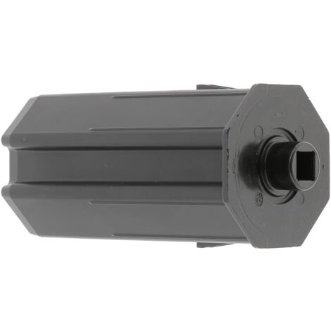 Embout de tube de volet roulant octogonal en PVC noir Fenêtre Sortie Baie vitrée Store, pour tube octogonal de 60 mm sortie carré de 10 mm avec nez Ø 18 mm (1/2)