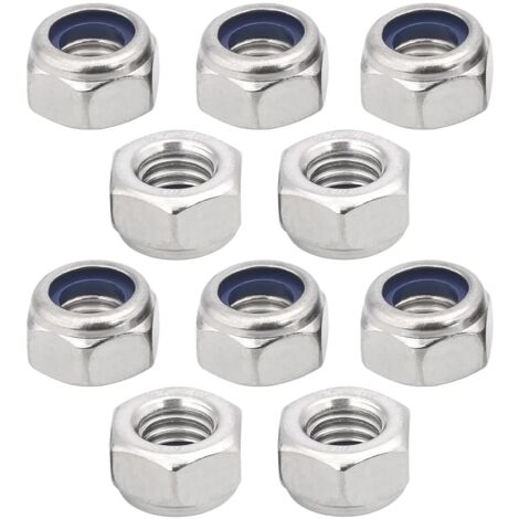 10x Ecrou frein hexagonal en acier inoxydable A2 DIN 985 ISO 10511 Ecrous Hexagonaux Autobloquant Blocage Nylon Vis Boulons Contre Écrous à filetage Métrique, M6