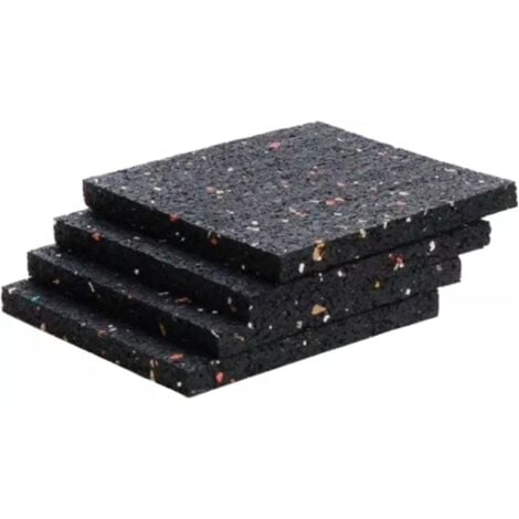 4x Dalle d'isolation en granulés de caoutchouc Imputrescible Anti-dérapant Isolation phonique Imperméable Terrasse Parquet Stratifié Pad Patin Cale, 90 x 60 x 8mm