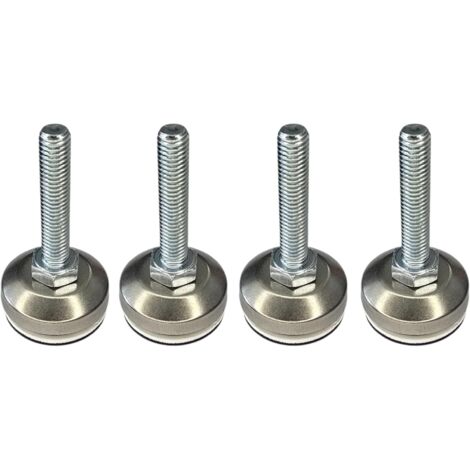 4x Pied réglable vérin vis de réglage cape acier inox avec patin téflon PTFE Ajustable Poussoir Butée Meuble Outillage Table Bureau Collectivité Loisir, M8x40mm (1/4)