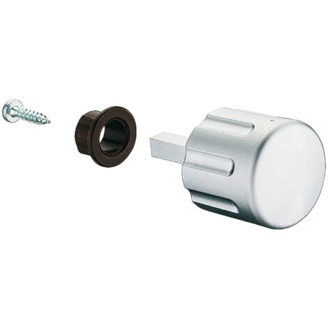 Bouton tournant pour serrure à bec-de-cane à appliquer exécution 28mm avec tige carrée 7mm plastique chromé mat Push lock Caravane Bateau Vans Camion aménagé Camping car