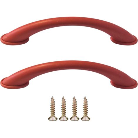 2x Poignée de meuble en plastique entraxe 96mm avec vis Universelle Placard Porte Cuisine Armoire Tiroir Buffet Maison, rouge (1/5)
