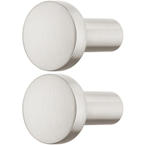 2x Bouton de meuble rond Ø 20mm en alliage zingué Placard Tiroir Porte Poignée Elegant Design Cuisine Salle de bain, gris nickelé brossé (1/3)