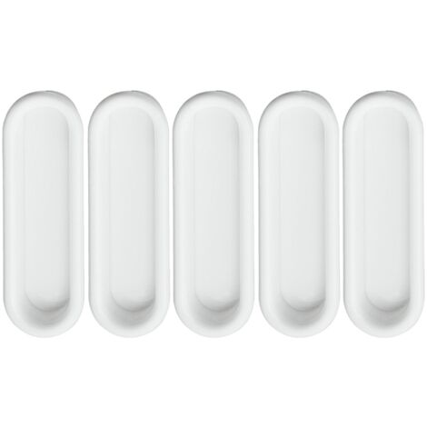 5x Poignée coquille à encastrer 78x26mm en plastique Meuble Cuvette Cuisine Porte coulissante Tiroir Placard, blanc (1/2)