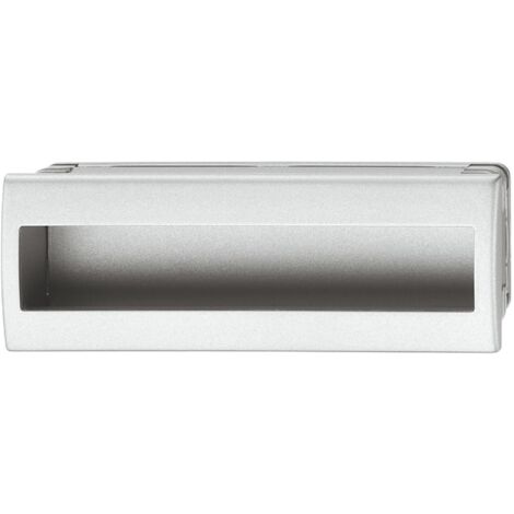 Poignée coquille rectangulaire à encastrer et coller intégration invisible en plastique aspect aluminium 130x46mm Meuble Cuvette Cuisine Porte coulissante Tiroir Placard