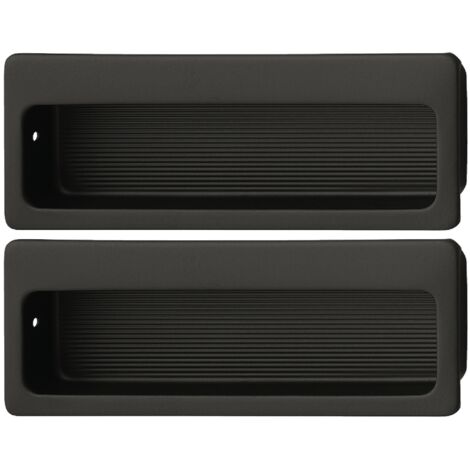2x Poignée coquille rectangulaire à encastrer et coller intégration invisible en acier noir intérieur mat 99x38mm Meuble Cuvette Cuisine Porte coulissante Tiroir Placard