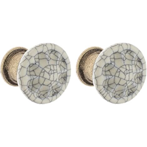 2x Bouton de tiroir finition laiton porcelaine céramique motif 33 mm avec vis Meuble Vintage Antique Style Porte Poignée Commode Armoire Maison (1/4)