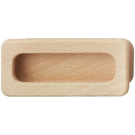 Poignée coquille rectangulaire à encastrer et coller en hêtre naturel 110x50mm Meuble Cuvette Cuisine Porte coulissante Tiroir Placard