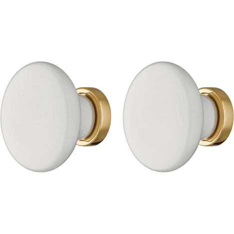 2x Bouton de tiroir porcelaine céramique 37 mm base laiton poli avec vis Meuble Vintage Antique Style Porte Poignée Commode Armoire Maison (1/3)