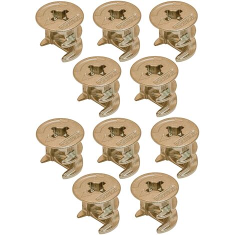 10x Ecrou boitier excentrique raccord pièce rechange connecteur serrage joint meuble connexion tiroir armoire réparation, nickel avec bord 15x34mm