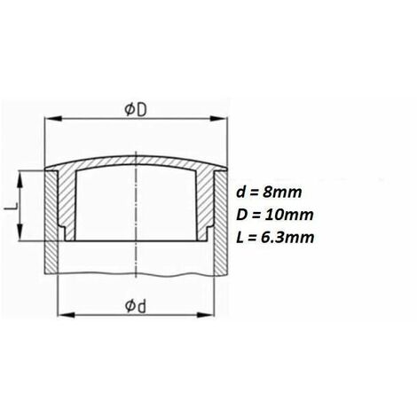 20x cache trou bouchon plastique 5mm x 10mm noir RAL 9005 capuchon  protection meuble