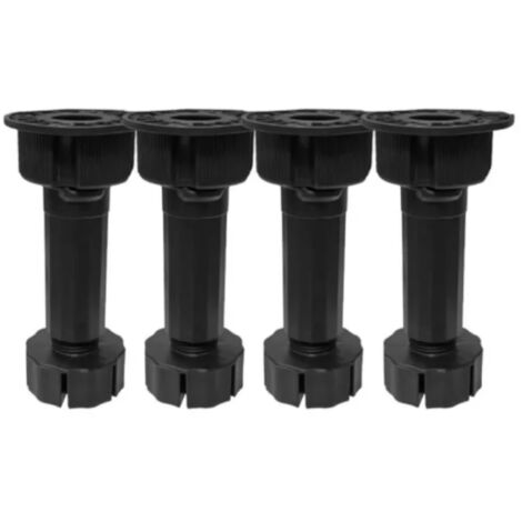 Cyclingcolors – Lot de 4 pieds de meuble cuisine réglables 60-80mm – Base plastique Ø 28mm – Installation facile avec clips de plinthe