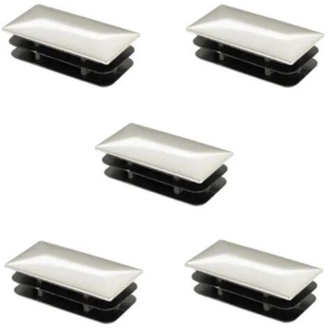 Cyclingcolors – Lot de 5 bouchons de tube rectangulaire 30x15mm – Embout rentrant chromé argent – Pour tubes avec épaisseur de paroi adaptée
