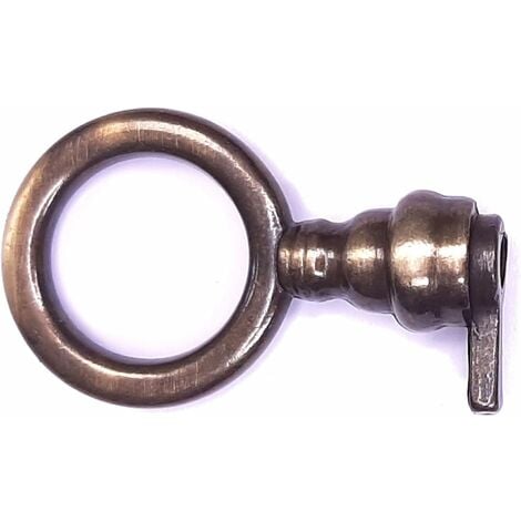 fausse clé de meuble ancien serrure décoration rustique vintage clef zamak (ronde-laitonné vieilli)