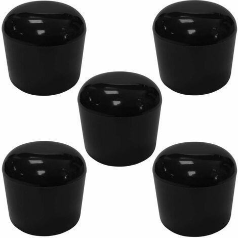 5x embout de tube enveloppant rond 55mm noir plastique chaise meuble cache bouchon capuchon - Black