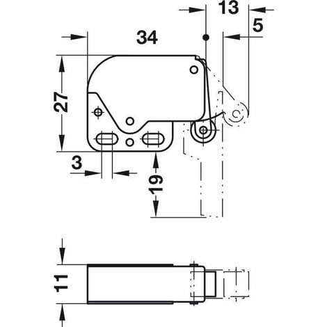 Loqueteau magnétique 4 kg Strauss Vonderweidt - Blanc - Entraxe 36,5 mm -  Longueur 44,5 mm - Vendu