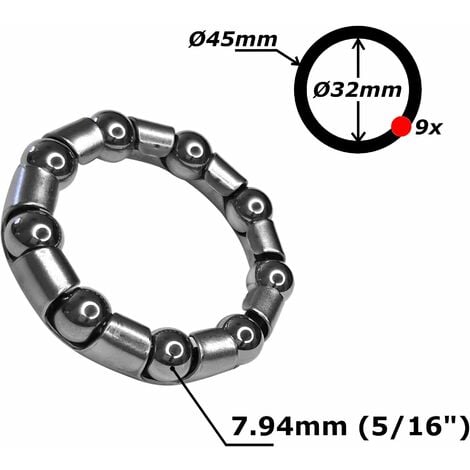 2x roulement cage à billes vélo acier 32mm 45mm 9 billes 7,94mm universel pédalier vélo bricolage