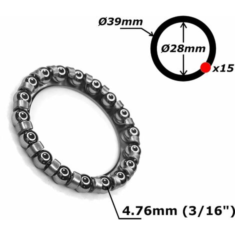 2x roulement cage à billes vélo acier 28mm 39mm 15 billes 4,76mm universel direction vélo bricolage