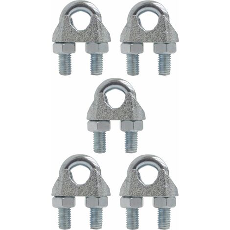 5x serre câble étrier 3mm 1/8 acier universel U clip A = 10mm, B = 20mm, filetage M4 (1/2)
