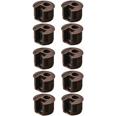 10x boitier excentrique 15mm assemblage plastique insert acier épaisseur bois 19mm marron connecteur meuble